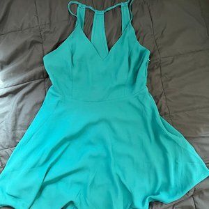 Teal mini a-line dress with cool open back panel / cut out design Forever 21